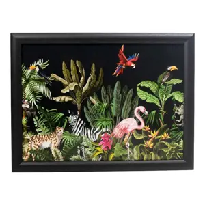 Černý podnos na nohy s motivem džungle Jungle black - 43*33*7cm Mars & More