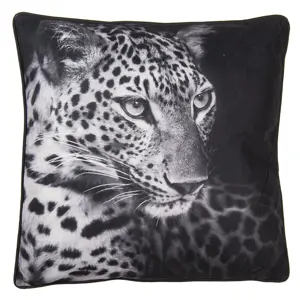 Produkt Černý polštář s hlavou leoparda - 45*45 cm Clayre & Eef