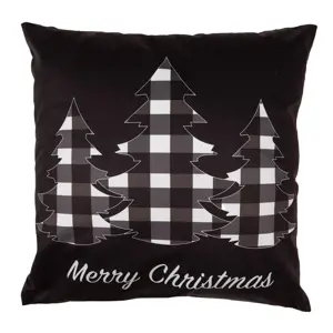 Produkt Černý povlak na polštář se stromky Black&White X-Mas - 45*45 cm Clayre & Eef