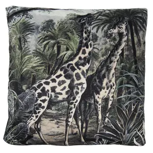 Produkt Černý sametový polštář s výplní Giraffes - 45*45cm Clayre & Eef