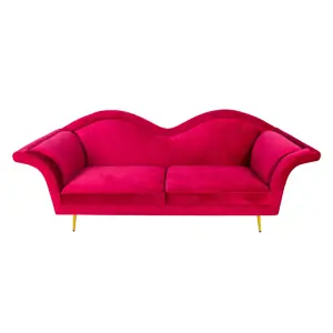 Červená sametová sofa Evalynn - 215*73*85 cm Clayre & Eef