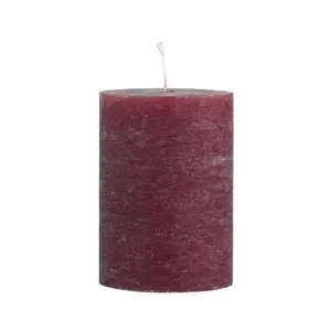 Červená široká svíčka Rustic pillar red - Ø 7*10cm/ 40h Chic Antique