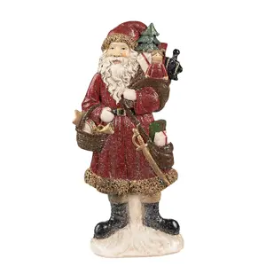 Produkt Červená vánoční dekorace socha Santa s dárky - 12*4*24 cm Clayre & Eef