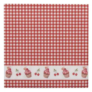 Produkt Červené kárované papírové ubrousky s dortíčky Cherry Cupcake - 33*33 cm (20ks) Clayre & Eef