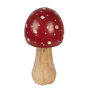 Produkt Červeno-hnědá dřevěná dekorace muchomůrka Mushroom L - Ø 8*16 cm Clayre & Eef