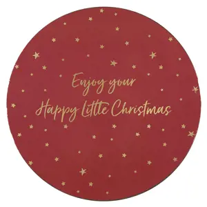Červený servírovací talíř s hvězdičkami Happy Little Christmas - Ø 33*1 cm Clayre & Eef