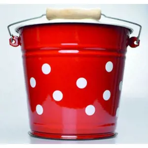 Červený smaltovaný kyblík s puntíky Red dot - Ø24*23cm - 6L Münder Email