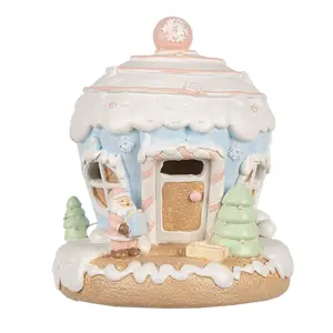 Cukrová perníková chaloupka s Led světýlky Gingerbread House - Ø 12*14 cm/ 3*AAA Clayre & Eef