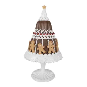 Produkt Dekorace dort s perníčky na podnosu na noze Gingerbread Cake - Ø 29*52 cm Clayre & Eef