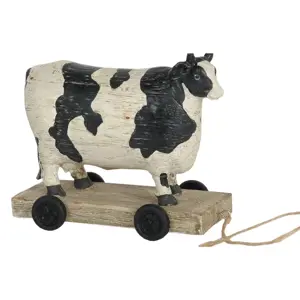 Produkt Dekorace kravička strakatá na kolečkách - 14*7*12 cm Clayre & Eef