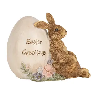 Produkt Dekorace socha králík s vajíčkem Easter Greetings - 12*7*9 cm Clayre & Eef