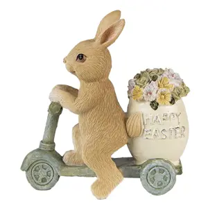 Produkt Dekorace soška králík na koloběžce s květinami Happy Easter - 11*5*11 cm Clayre & Eef