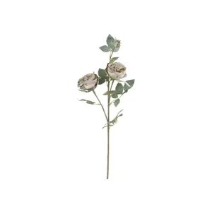 Dekorace umělá zelená květina Růže Rose dusty green - 75 cm Chic Antique