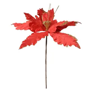 Produkt Dekorace zápich červená květina vánoční hvězda Poinsettia - Ø 34*48 cm Clayre & Eef