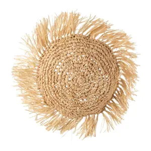 Dekorační kulatý polštářek z přírodní trávy Raffia natural - 45*15*45 cm J-Line by Jolipa