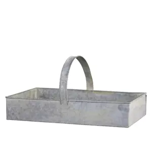 Dekorační plechový zinkový antik box podnos s rukojetí - 54*32*10 cm Chic Antique