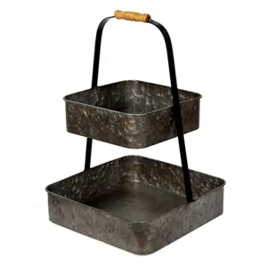 Produkt Dekorační zinkový antik dvoupatrový etažér - 31*31*47 cm Clayre & Eef