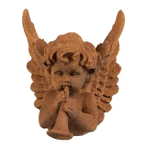 Produkt Dekorativní rezavá figurka anděl s trubkou - 11*11*12 cm Clayre & Eef