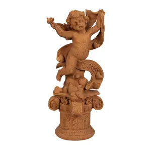 Produkt Dekorativní rezavá figurka anděl se srdci Love - 13*13*30 cm Clayre & Eef