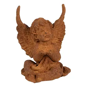 Produkt Dekorativní rezavá figurka anděl sedící - 9*8*12 cm Clayre & Eef