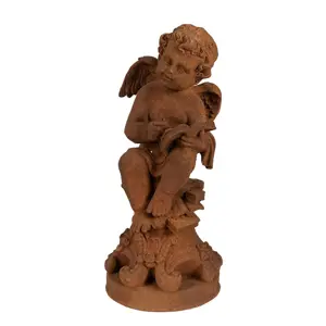 Produkt Dekorativní rezavá figurka anděl sedící s knihou - 16*16*36 cm Clayre & Eef