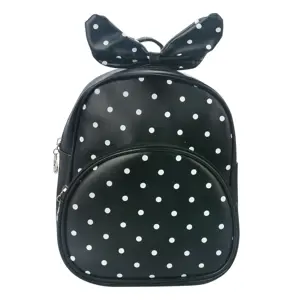 Dětský černý batůžek s puntíky  a mašlí - 20*10*24 cm Clayre & Eef
