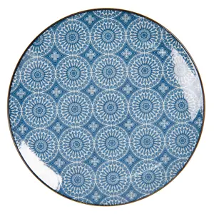 Produkt Dezertní talíř s modrým květinovým ornamentem BlueSnow - Ø 21 cm Clayre & Eef