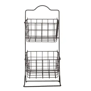 Drátěný stojan se 2 košíky - 25*25*57 cm Clayre & Eef