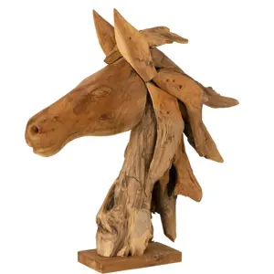 Dřevěná dekorace hlava koně Horse head teak - 49*17*63cm J-Line by Jolipa