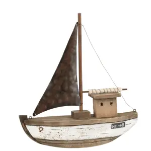 Produkt Dřevěná dekorace přírodní loďka Boat M - 28*7*31 cm J-Line by Jolipa