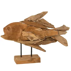 Produkt Dřevěná dekorace ryba na podstavci Fish teak - 56*19*36cm J-Line by Jolipa