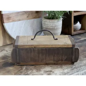 Dřevěná přírodní retro bedýnka s víkem Brick old - 30*14*10 cm Chic Antique