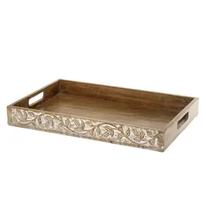 Dřevěný servírovací podnos s uchy Tours Tray - 45*30*5,5 cm Chic Antique