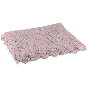 Fialkový bavlněný krajkový ubrus Lace violet - 200*135cm J-Line by Jolipa