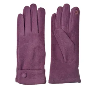 Fialové zimní dámské rukavice s knoflíkem - 8*24 cm Clayre & Eef