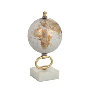 Glóbus na kovové zlaté noze Marble e-small - ∅10*20 cm J-Line by Jolipa