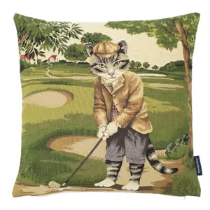 Produkt Gobelínový polštář s kocourem na golfu - 45*45*15cm Mars & More