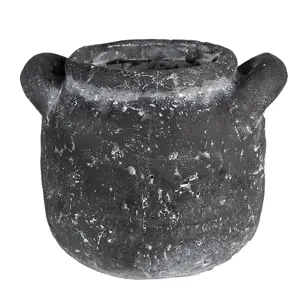 Granitový antik cementový obal na květináč s uchy - 13*11*9 cm Clayre & Eef