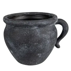 Produkt Granitový antik keramický obal na květináč s uchem Granit - 20*16*14cm Clayre & Eef