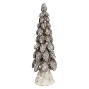 Hnědá dekorace vánoční stromek se šiškami Christmas Tree - Ø 8*24 cm Clayre & Eef