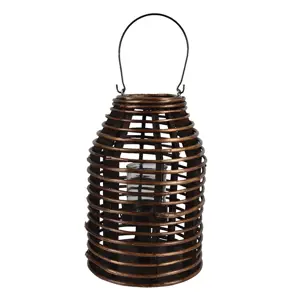 Produkt Hnědá dřevěná závěsná lucerna Bamboo - Ø 22*32 cm Clayre & Eef