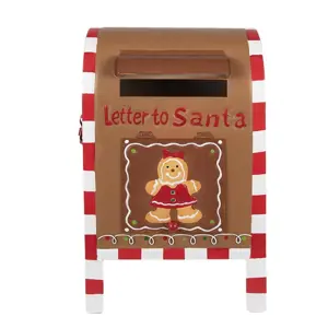 Hnědá kovová dekorační schránka Letter to Santa - 22*18*34 cm Clayre & Eef