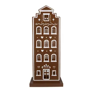 Hnědá kovová svítící perníková chaloupka Gingerbread House - 31*16*75 cm / 3*AA Clayre & Eef