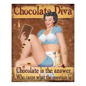 Produkt Hnědá nástěnná cedule Chocolate Diva - 20*1*25 cm Clayre & Eef