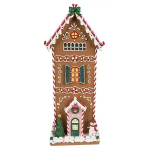 Hnědá perníková chaloupka Gingerbread House - 17*14*40 cm Clayre & Eef