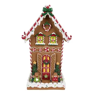 Hnědá perníková chaloupka Gingerbread House - 18*14*31 cm Clayre & Eef