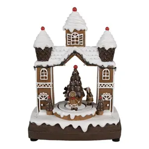 Produkt Hnědá svítící a hrající perníková chaloupka Gingerbread House - 20*11*27 cm Clayre & Eef