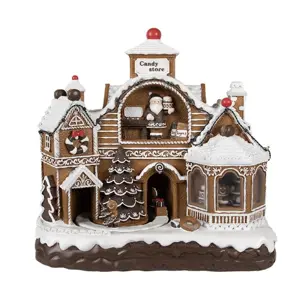 Produkt Hnědá svítící a hrající perníková chaloupka Gingerbread House - 33*17*30 cm Clayre & Eef