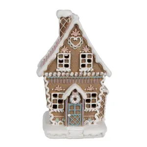 Produkt Hnědá svítící perníková chaloupka Gingerbread House - 13*10*21 cm / 3*AAA Clayre & Eef