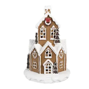 Hnědá svítící perníková chaloupka Gingerbread House - 20*20*32 cm Clayre & Eef